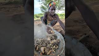 Hadzabe tribe prepare their favorite meal in Forest hadzabetribe villagelife favoritefood food [upl. by Lurlene]