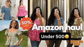 CUTEST Amazon tops haul under ₹500😱  Amazon FLORAL Tops Haul 😍 amazonfashion amazonfinds [upl. by Web]