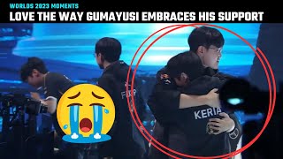 Love the way Gumayusi embraces his support  Guma amp Keria  T1 Victory moment  Worlds 2023 Finals [upl. by Burgess]