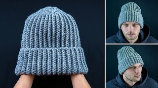 A simple crochet men’s hat  a tutorial for beginners [upl. by Nakada969]