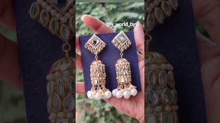 DIY Earrings with Waste Material🤩❤️ Kundan stone Earrings shorts trending earrings viralshorts [upl. by Aleakim588]