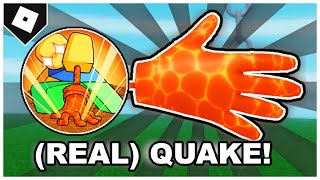 Slap Battles  FULL GUIDE How to ACTUALLY get QUAKE GLOVE  quotBLASTING OFF AGAINquot BADGE ROBLOX [upl. by Scrogan]