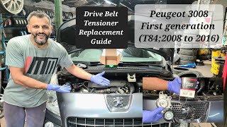 how to replace drive belt  Belt tensioner on Peugeot 3008 2011 auxiliarybelt [upl. by Gelya236]