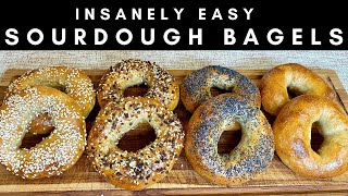 Easy Sourdough Bagels  No Stand Mixer  Sourdough Starter Discard Recipe [upl. by Amando]