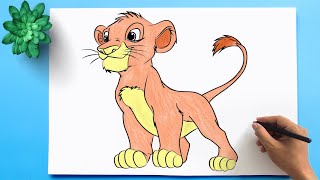 Simba Drawing from The Lion king  How to draw Lion cub Simba [upl. by Amahcen7]