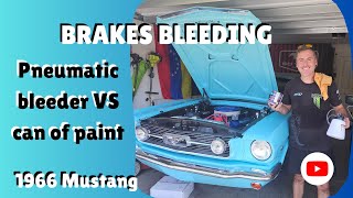 🧰Pneumatic Brake Fluid Bleeder VS Can of Paint 😂 First time Bleeding Wildwood System mustang [upl. by Milburr]