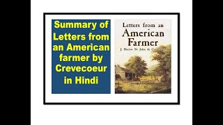 Summary of Letters from an American farmer by Crevecoeur in Hindi [upl. by Radcliffe]