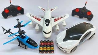 New Unboxing RadioControl RC Flying Helicopter with Rechargeable Light Car and Aeroplane Unboxing 😍 [upl. by Aja]