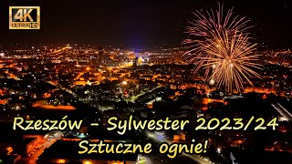 Rzeszów  sztuczne ognie podczas Sylwestra 20232024 z perspektywy drona 4K [upl. by Weasner808]