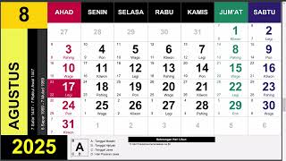 Kalender 2025 Lengkap Dengan Pasaran Jawa Weton [upl. by Llenahs]