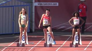 Women 40 100m Final Lyon2015 Masters Athletics Championships [upl. by Sobmalarah870]