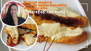 Maduro Relleno de Bocadillo y Queso Asado en Olla Sin Horno RecetasConMamá [upl. by Temple833]