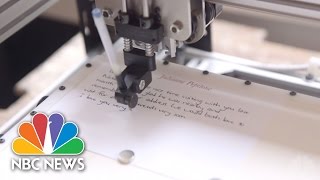 NoteWriting Robots Pen Letters In Your Handwriting  NBC News [upl. by Vena]