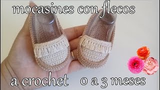 Mocasines para bebes con flecos  tejido crochet [upl. by Ahusoj662]