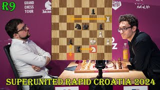 Maxime VachierLagrave vs Fabiano Caruana  SuperUnited Rapid Croatia 2024  R9 [upl. by Cooper647]