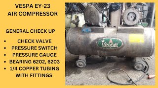 VESPA EY23 AIR COMPRESSOR 15HP GENERAL CHECK UP WITH MISSING PARTS [upl. by Artima]