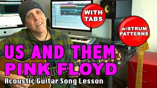 Pink Floyd Us And Them guitar song lesson with TABS amp strum patterns [upl. by Animor]