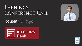 IDFC First Bank Ltd V Vaidyanathan  Q2 2025  Earnings Conference Call [upl. by Amaras]