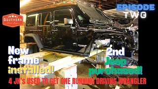 Part 2 Crashed 2017 Jeep Wrangler Rubicon Full Rebuild 1st Parts Jeep Purchased and Frame Changed [upl. by Nerta]