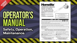 Operators Manual Homelite UT26HBV  UT26HBVEMC 2Cycle Handheld Gas Leaf Blower 991000662R3 [upl. by Sorkin797]