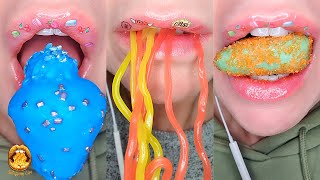 ASMR Eating Satisfying Chocolate Coated Marshmallow Cotton Candy Gummy Taco Mukbang 먹방 [upl. by Xuaeb459]