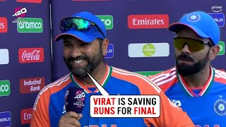 MIC🎙️ Rohit Sharma said quotVirat is saving runs for the Finalquot after winning IND vs ENG T20 semifinal [upl. by Amikehs]