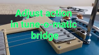 DIY guitar Adjust action in tuneomatic bridge Setup part 2 [upl. by Elledoj]