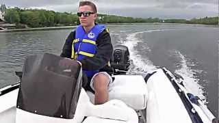 APS Inflatable with a APS 25 HP outboard amp Steering Console HDReview [upl. by Lot]