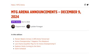 MTG Arena Announcements  December 9th 2024 [upl. by Rockie878]