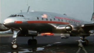 LaGuardia Airport NYC  TWA Apron Movements 1953  Lockheed Constellation amp Views of Rikers Island [upl. by Sullecram]