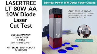 Laser Tree LT80WAAPro 10W Diode Laser CUTTING TESTS 3mm Plywood [upl. by Hildagarde]