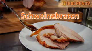 Schweinebraten aus dem Backofen mit Kruste selber zubereiten  mit Rezept [upl. by Trebuh]