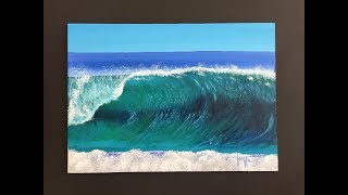 195 How to paint a Big wave acrylic [upl. by Ahtnamys]