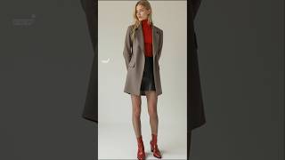 2024 Winter fashions  wool jacket over turtleneck top amp mini skirt styles outfits [upl. by Ennaoj545]