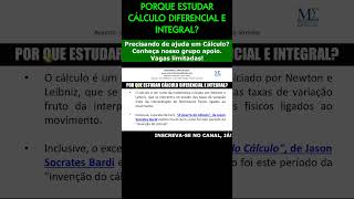 Por que é Importante Estudar Cálculo Diferencial e Integral matematica calculo calculodiferencial [upl. by Aileek]