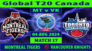 Montreal Tigers vs Vancouver Knights  MT vs VK  6th Match of Global T20 Canada 2024  Cricket Info [upl. by Blen]