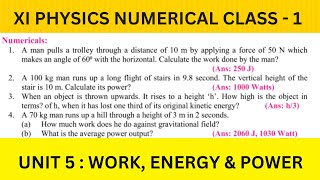 XI  Physics Numerical Class 1 Unit  5  Work Energy and Power Numerical 8 sindhboard [upl. by Allit]