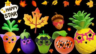 Happy Star Dancing in AUTUMN  Baby Sensory Video  Fruits and Veggies Dance Party [upl. by Wollis719]