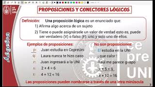 PROPOSICIONES Y CONECTORES LÓGICOS CEPRE UNI 2024cepreuni algebra maths [upl. by Restivo603]