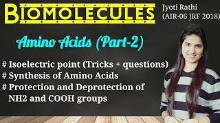 Biomolecules Isoelectric point Synthesis amp Chemical reactions of Amino acids Part2 for CSIRNET [upl. by Massie793]