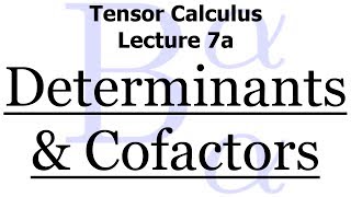 Tensor Calculus Lecture 7a Determinants and Cofactors [upl. by Else]