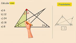 Ejercicios de LÍNEAS NOTABLES en el TRIÁNGULO  Calcular «x» [upl. by Nitsoj]