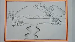 How to draw simple and beautiful scenery drawing with pencil for beginners  beginners drawing [upl. by Duong]