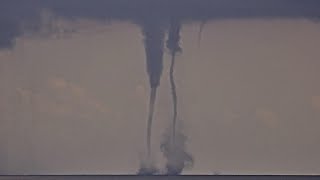 Twin waterspouts captured on camera off the coast of Palm Beach Florida [upl. by Vareck622]