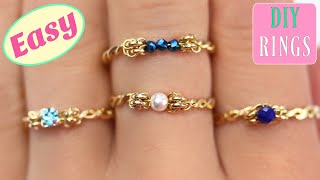 Dainty Rings With Beads and Crystals wire wrapping rings DIY Rings Stacking Rings [upl. by Ainirtac56]