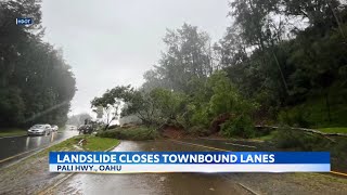 Pali Highway townbound closed after landslide near tunnels [upl. by Krefetz]