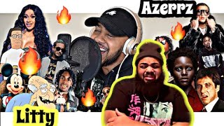 AZERRZ  Hit Rap Songs in Voice Impressions 2  REACTION [upl. by Loesceke]