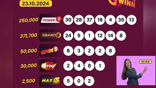 uwinn lottery result today 23102024 wednesday October power7 Grand6 max3 4you spine5 [upl. by Ertnom]