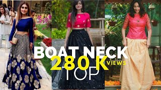 Latest Boat Neck Top with Long skirt Designs  Boat neck Top Patterns with long skirt [upl. by Yttig]