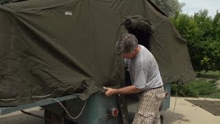 Opening 1947 Higgins pop up trailer for the first time in many years [upl. by Buxton622]